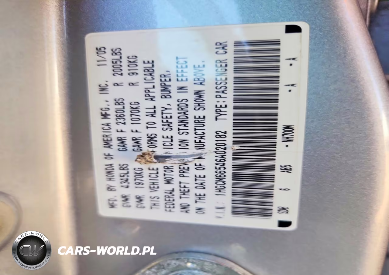 2006 Honda Accord Ex VIN:1HGCM66546A020182 - 13