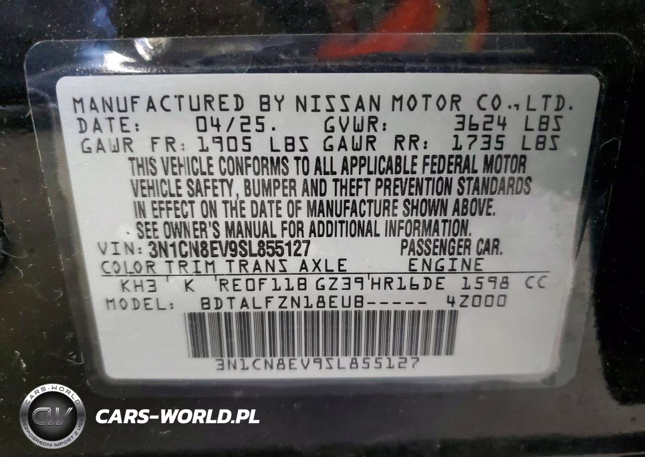 2025 Nissan Versa Sv VIN:3N1CN8EV9SL855127 - 12