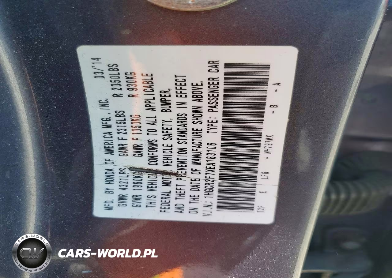 2014 Honda Accord Ex VIN:1HGCR2F7XEA183106 - 12