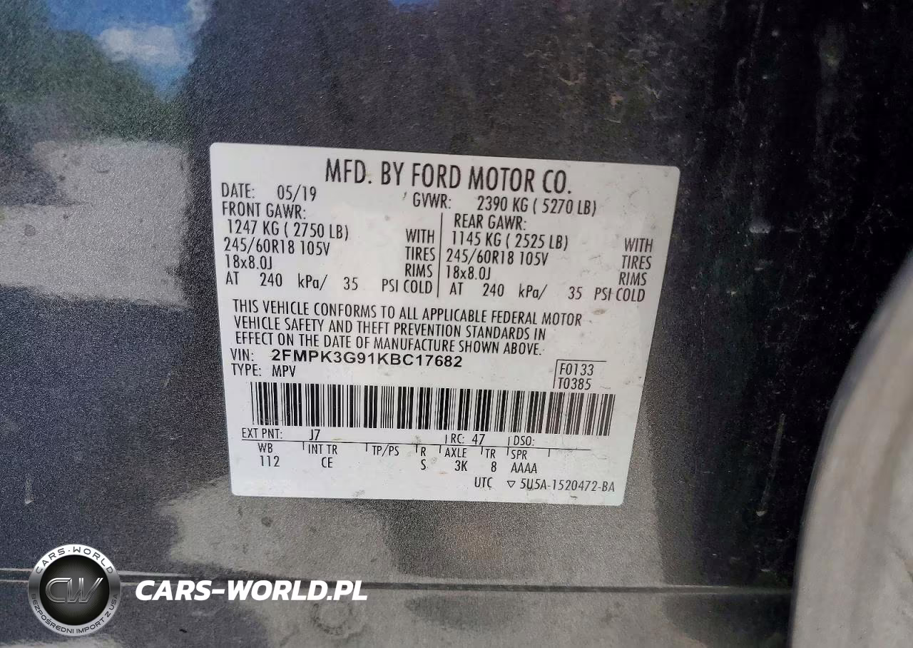 2019 Ford Edge Se VIN:2FMPK3G91KBC17682 - 13