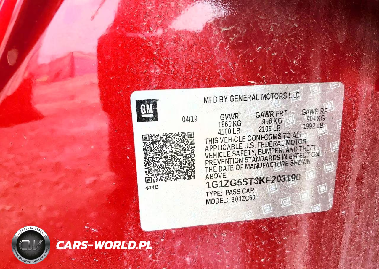 2019 Chevrolet Malibu Rs VIN:1G1ZG5ST3KF203190 - 12