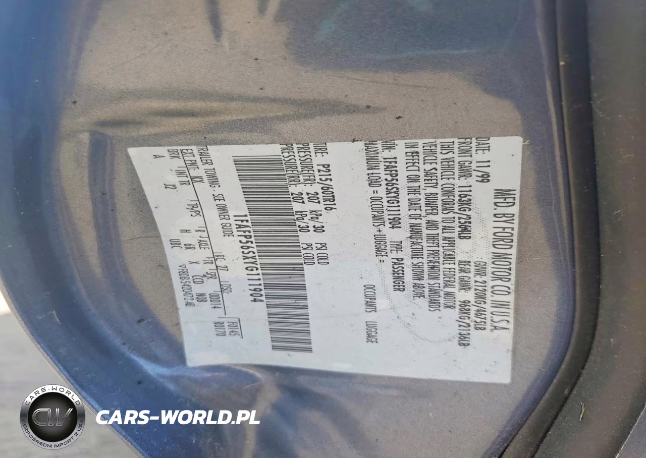 2000 Ford Taurus Sel VIN:1FAFP56SXYG111904 - 12