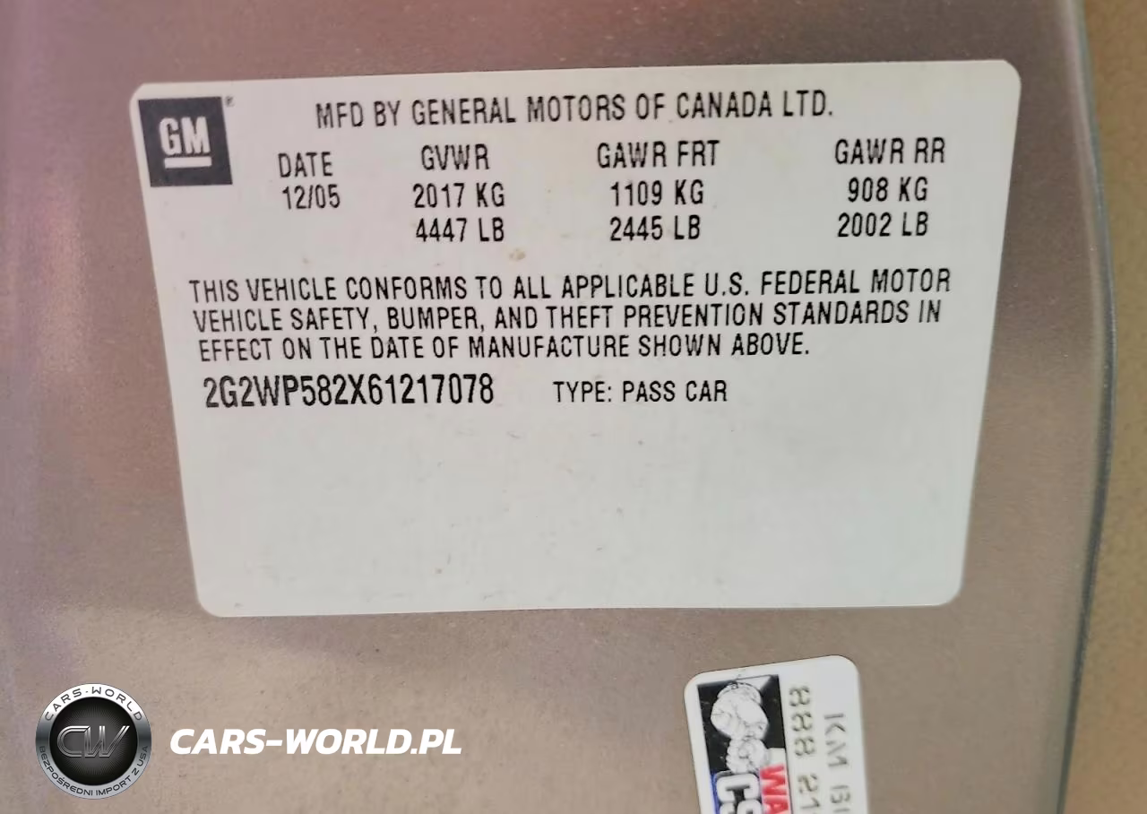 2006 Pontiac Grand Prix VIN:2G2WP582X61217078 - 12