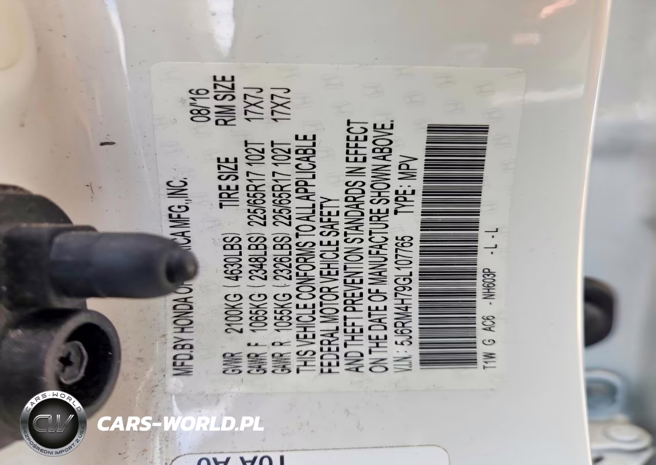 2016 Honda Cr-V Exl VIN:5J6RM4H79GL107765 - 13