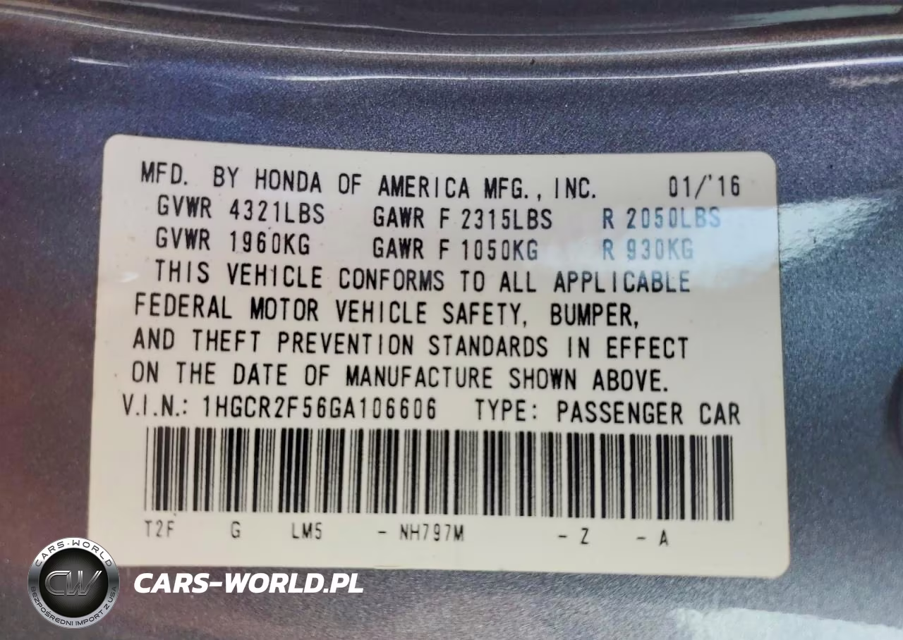 2016 Honda Accord Sport VIN:1HGCR2F56GA106606 - 12