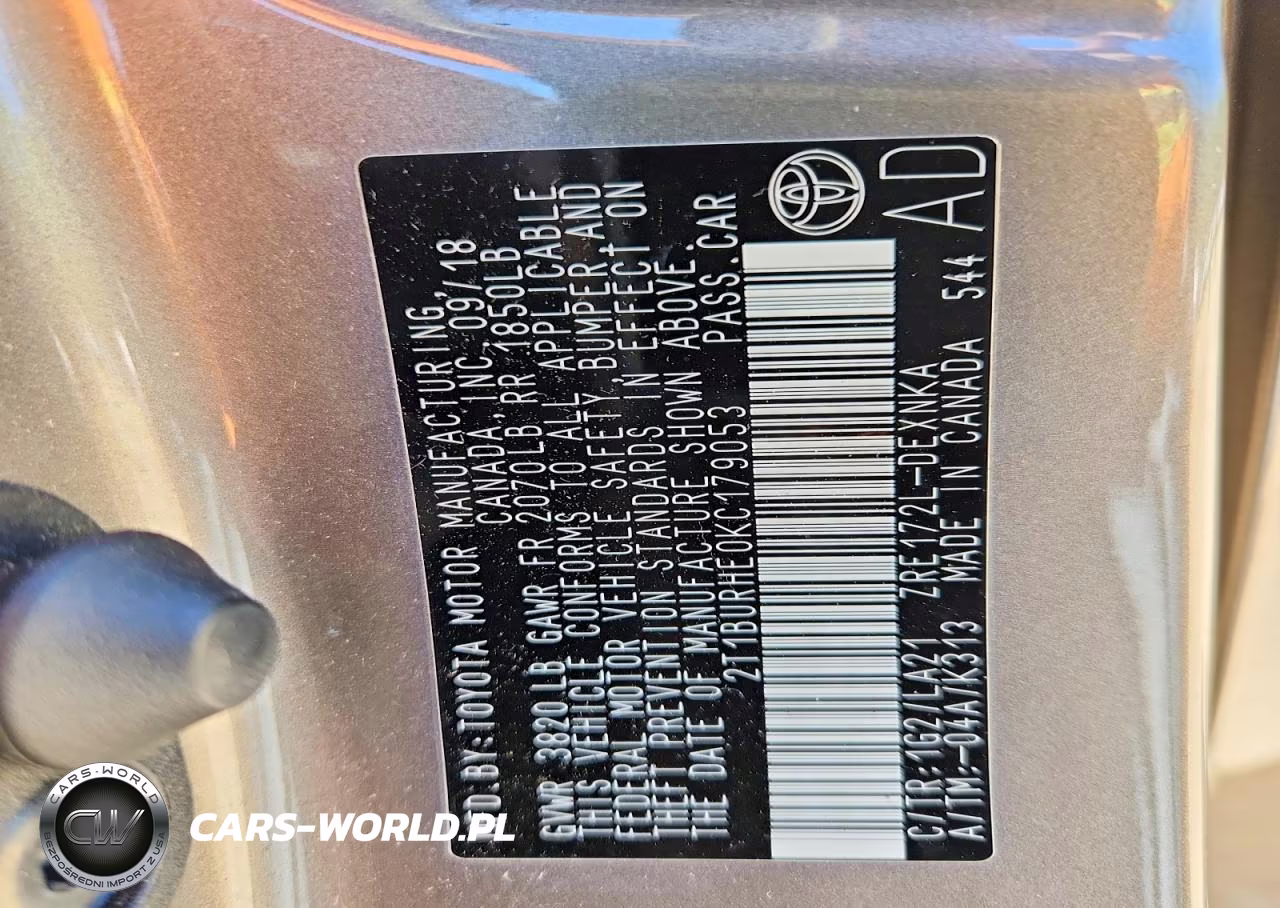 2019 Toyota Corolla Xle VIN:2T1BURHE0KC179053 - 13