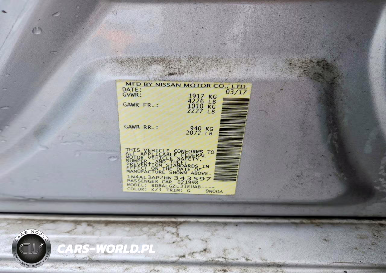 2017 Nissan Altima 2.5 S VIN:1N4AL3AP2HN343597 - 12
