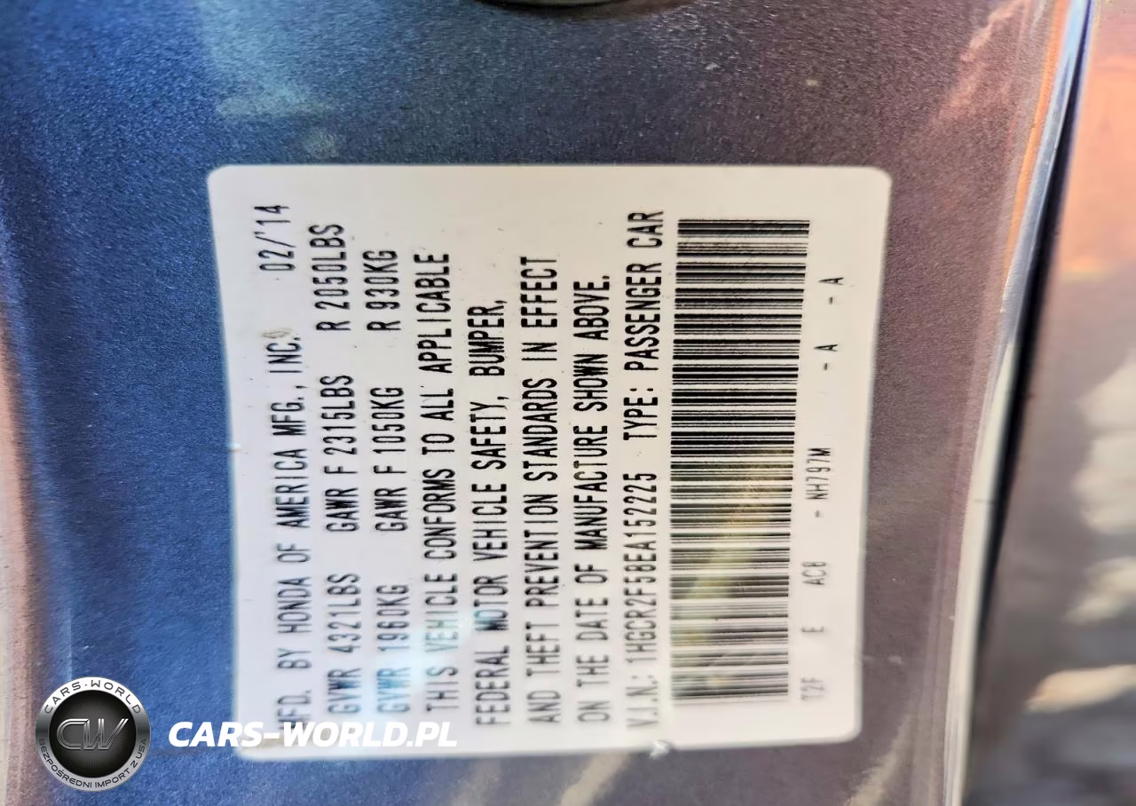 2014 Honda Accord Sport VIN:1HGCR2F58EA152225 - 13