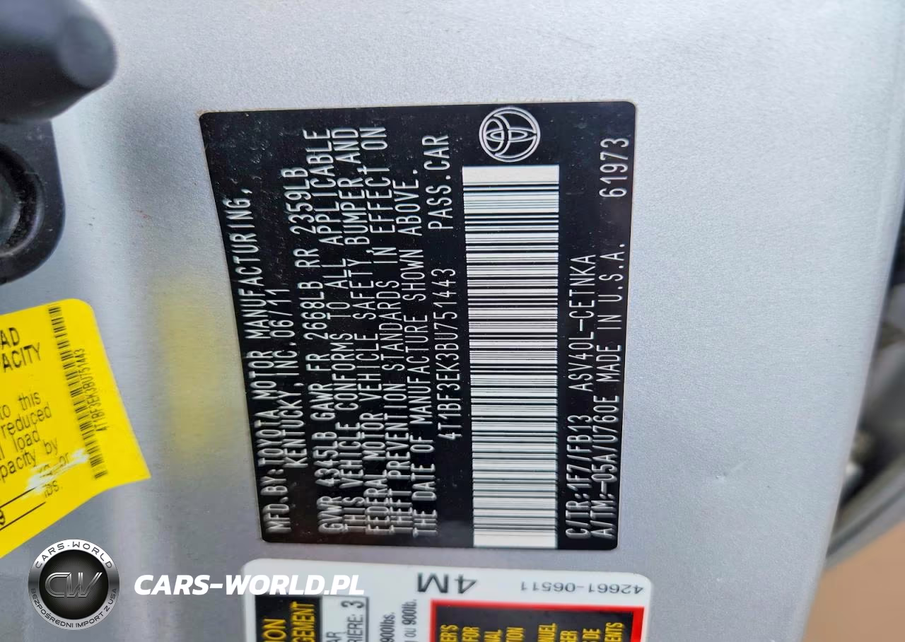 2011 Toyota Camry Le VIN:4T1BF3EK3BU751443 - 12