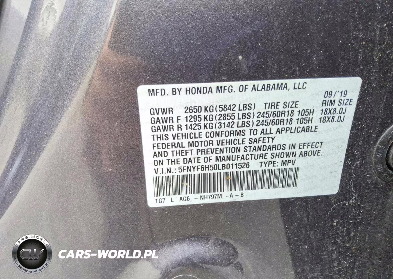 2020 Honda Pilot Exl VIN:5FNYF6H50LB011526 - 13
