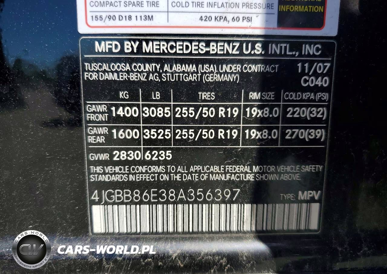 2008 Mercedes-Benz Ml 350 VIN:4JGBB86E38A356397 - 13