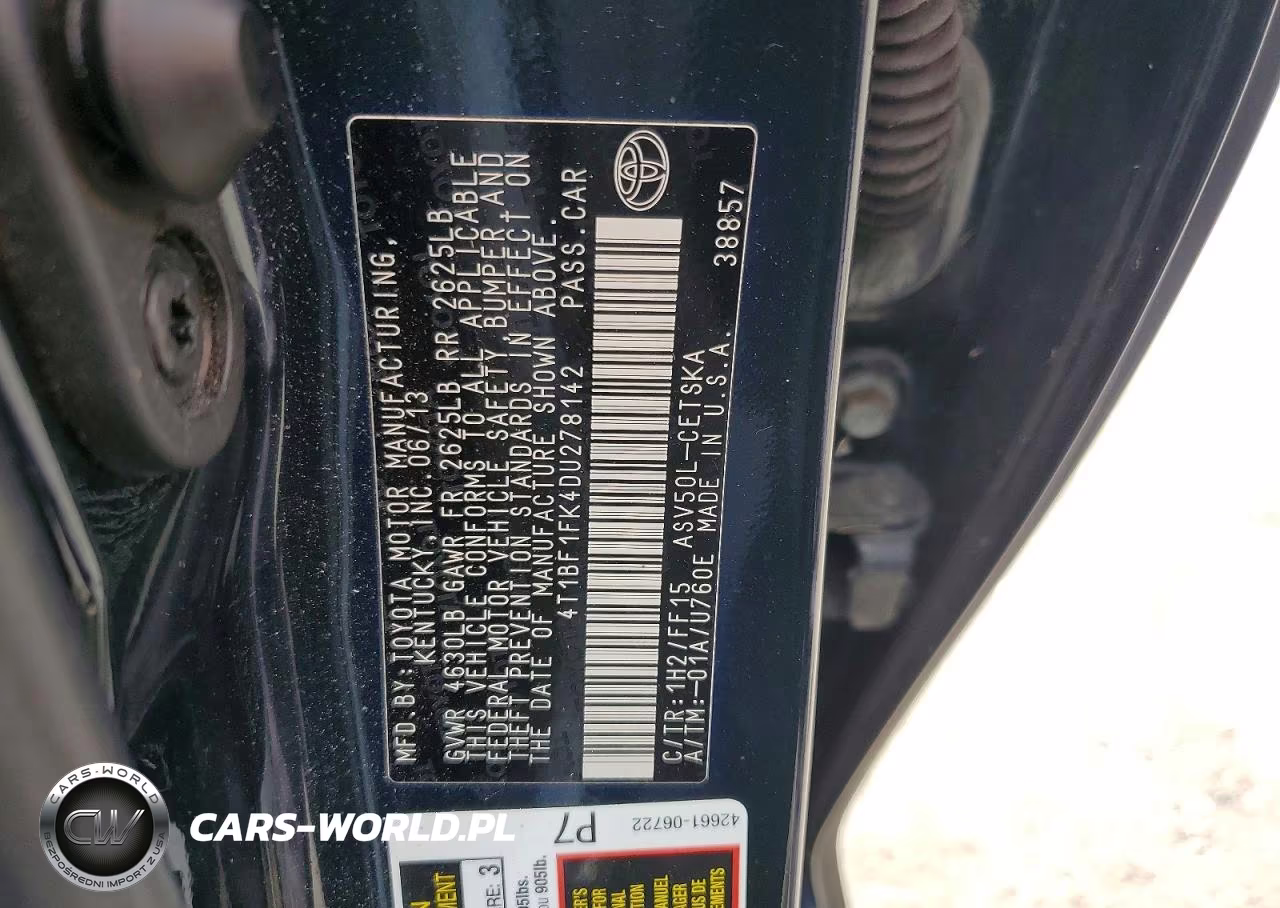 2013 Toyota Camry Se VIN:4T1BF1FK4DU278142 - 12