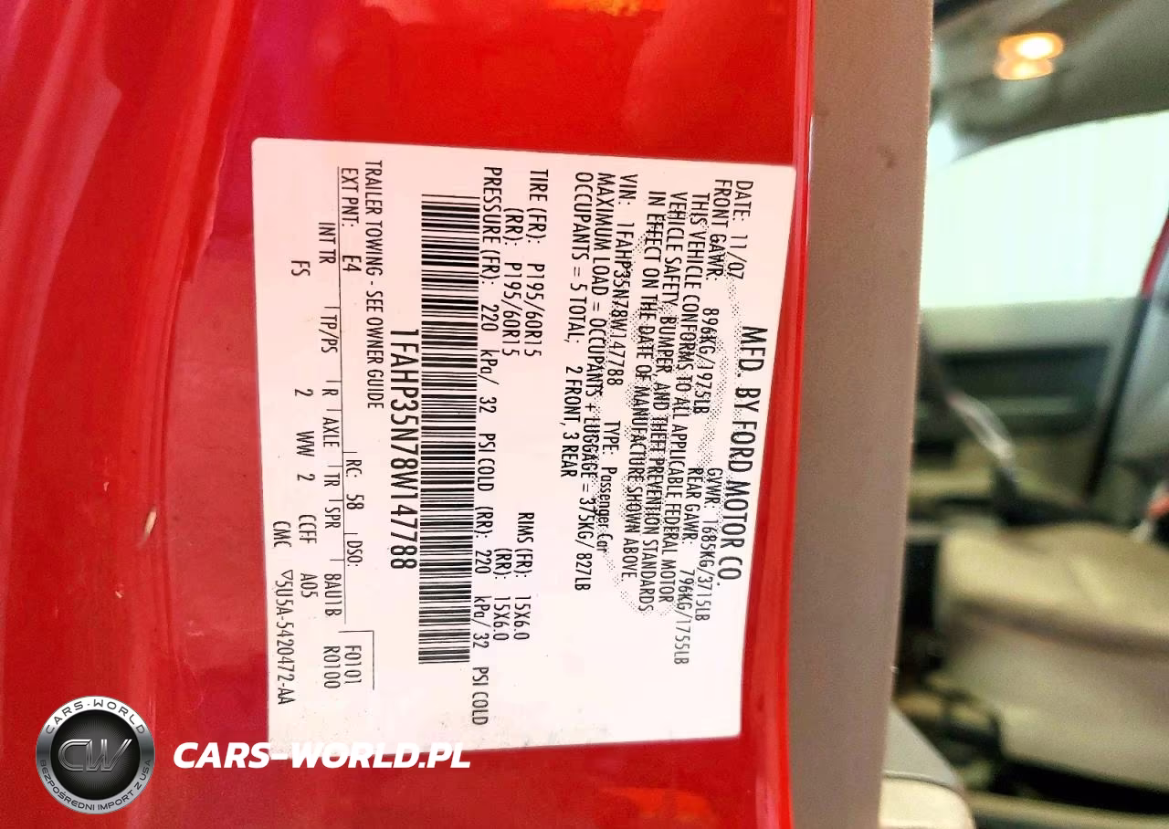2008 Ford Focus Se VIN:1FAHP35N78W147788 - 12