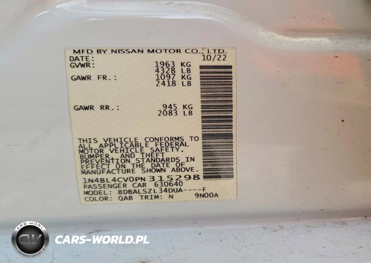 2023 Nissan Altima Sr VIN:1N4BL4CV0PN315298 - 12