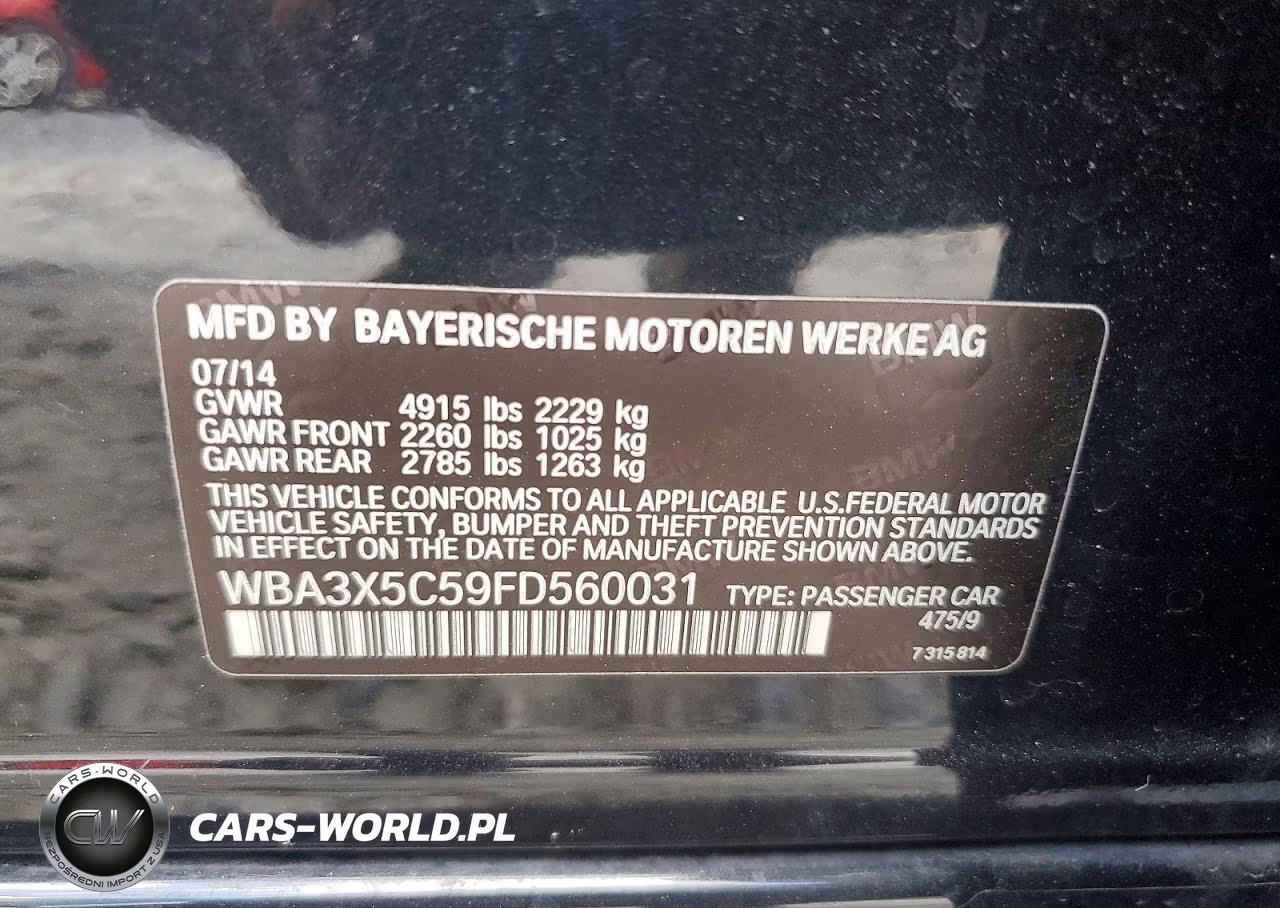 2015 BMW 328 Xigt VIN:WBA3X5C59FD560031 - 12