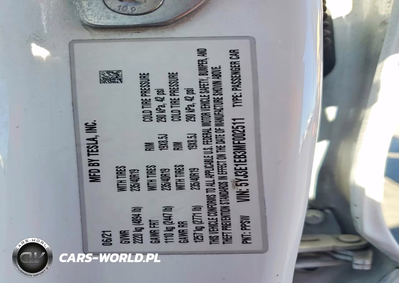2021 Tesla Model 3 VIN:5YJ3E1EB3MF002511 - 12