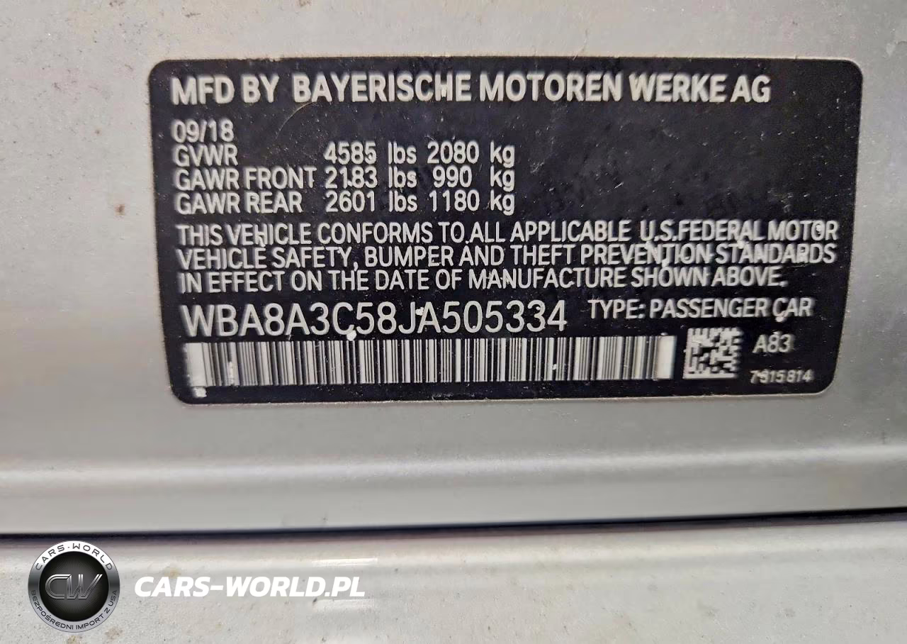 2018 BMW 320 Xi VIN:WBA8A3C58JA505334 - 12