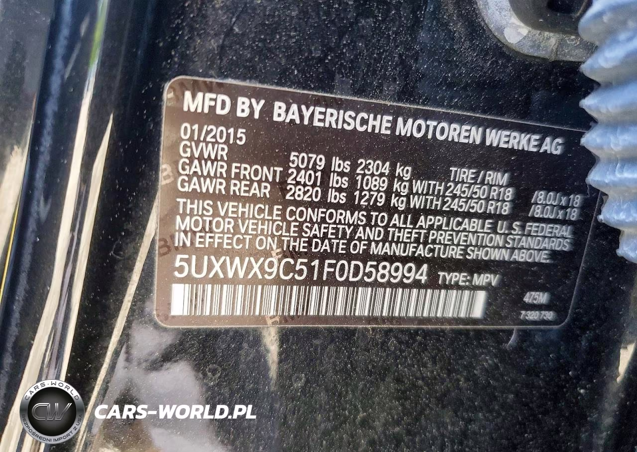2015 BMW X3 xDrive28I VIN:5UXWX9C51F0D58994 - 13