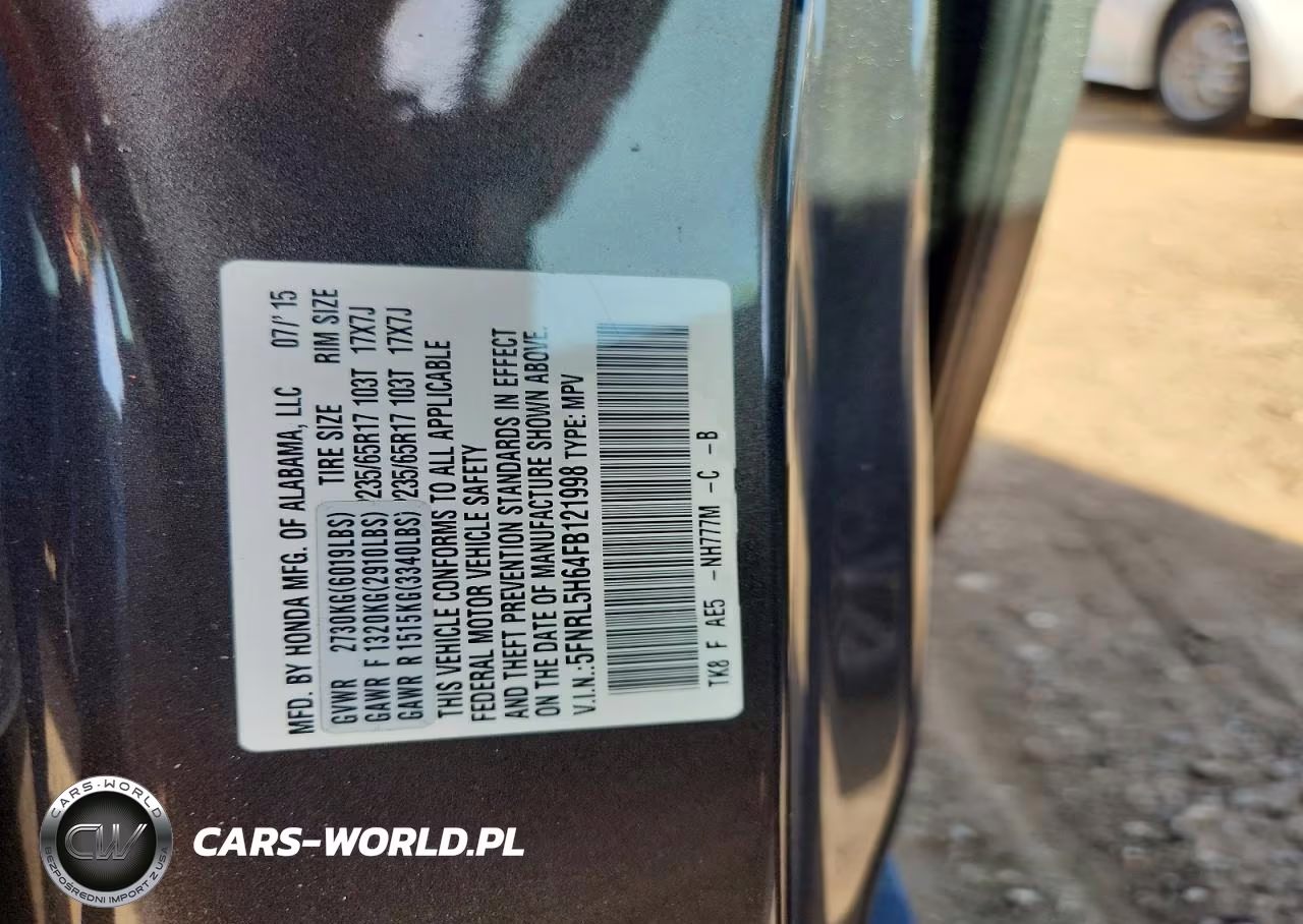 2015 Honda Odyssey Exl VIN:5FNRL5H64FB121998 - 12