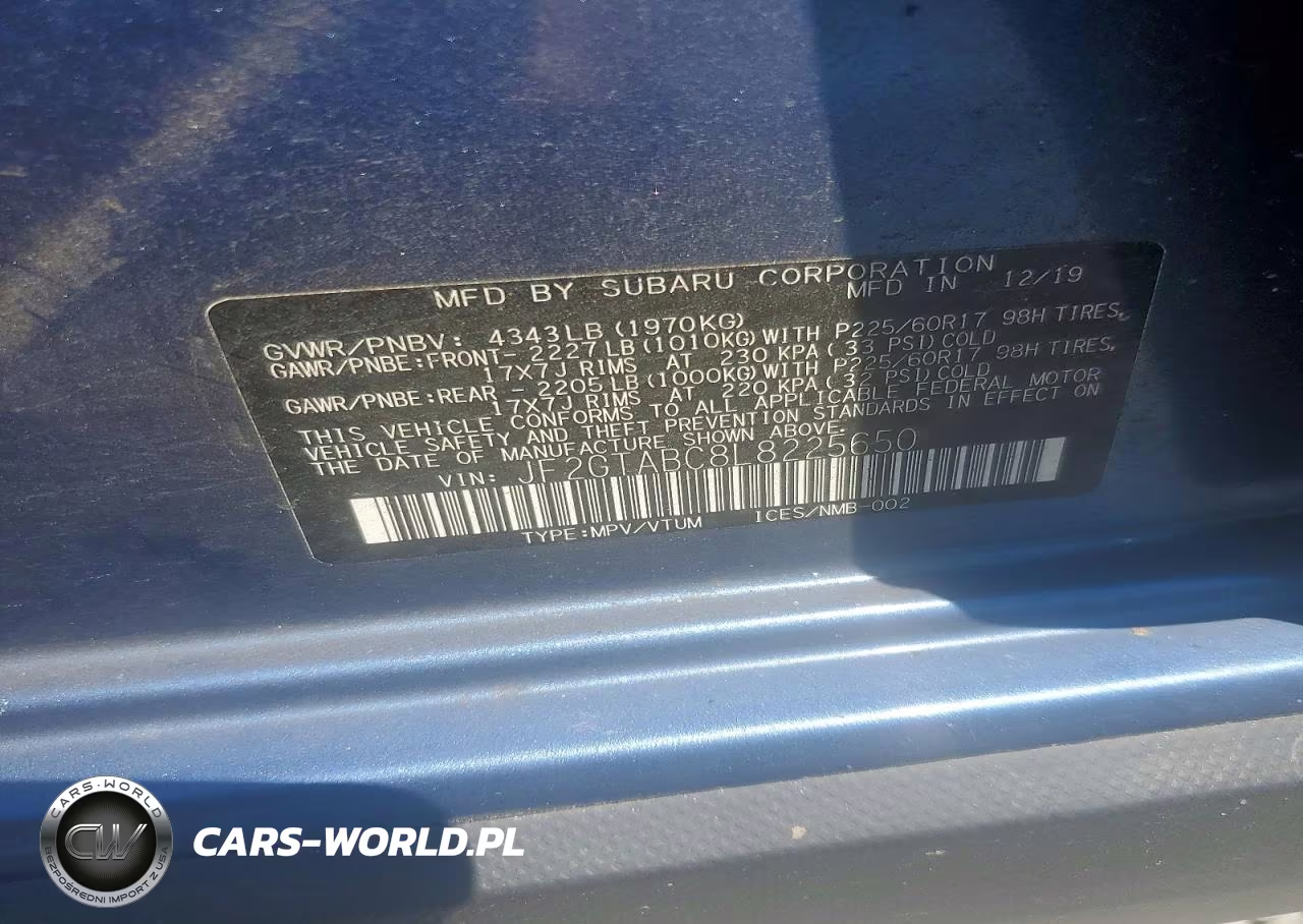 2020 Subaru Crosstrek VIN:JF2GTABC8L8225650 - 12