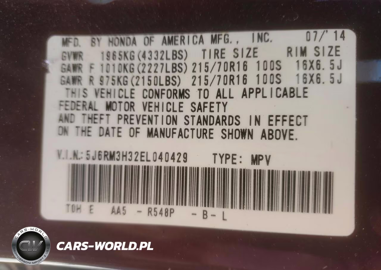 2014 Honda Cr-V Lx VIN:5J6RM3H32EL040429 - 14