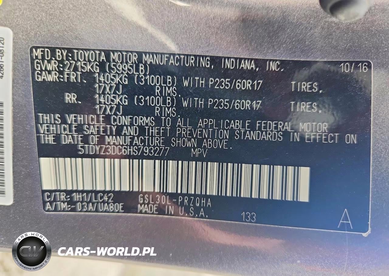 2017 Toyota Sienna Xle 8-Passenger VIN:5TDYZ3DC6HS793277 - 13
