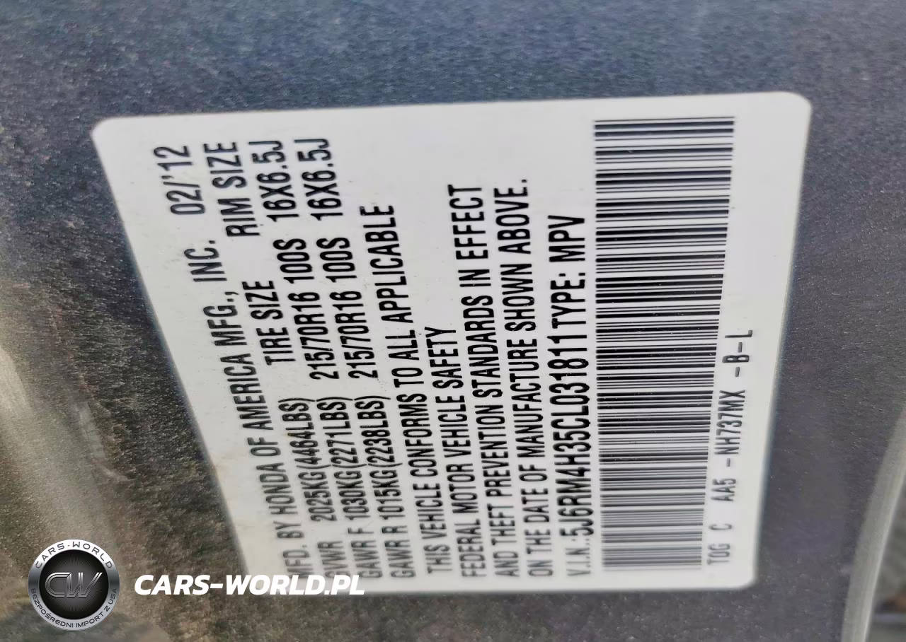 2012 Honda Cr-V Lx VIN:5J6RM4H35CL031811 - 13
