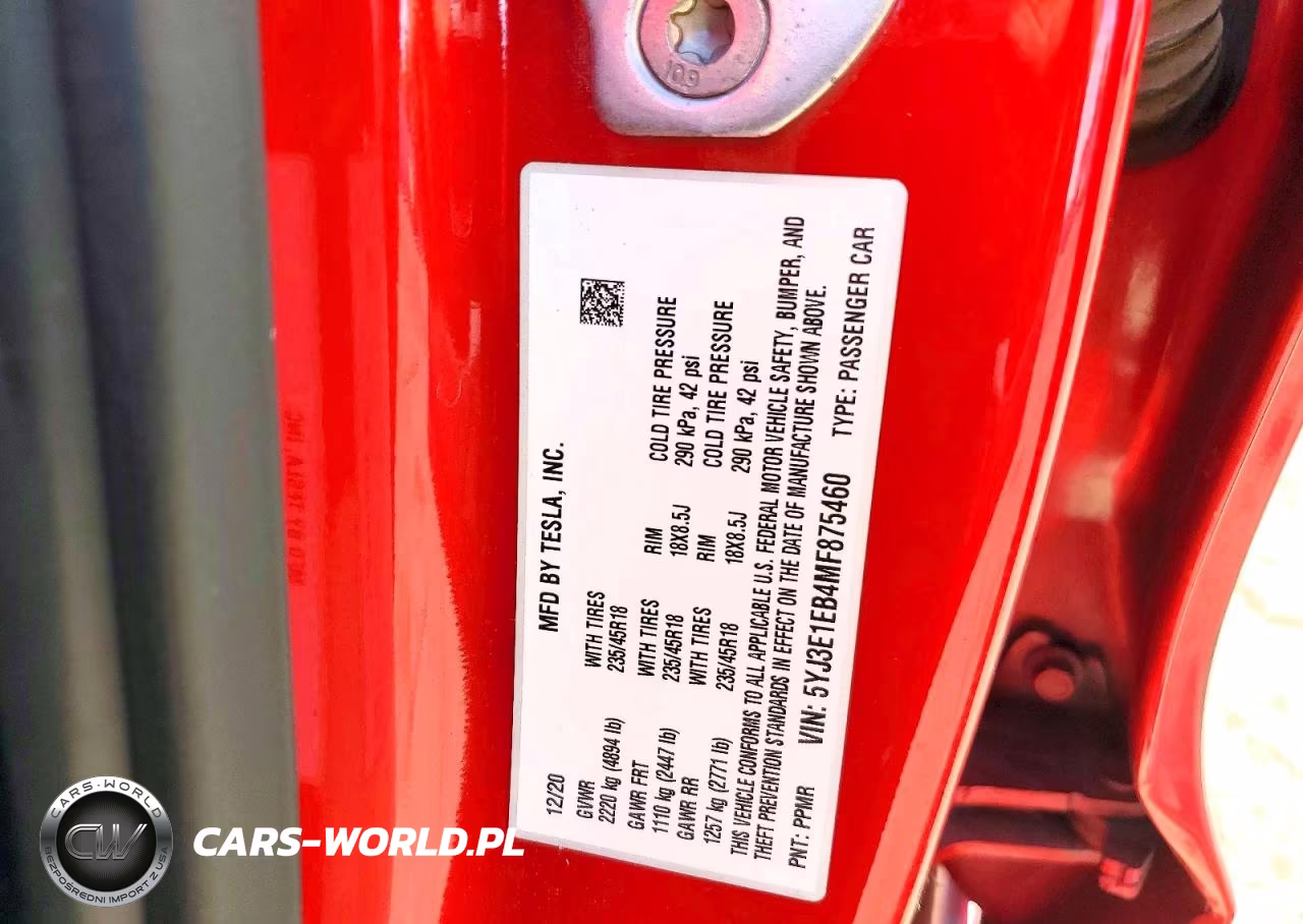 2021 Tesla Model 3 VIN:5YJ3E1EB4MF875460 - 12