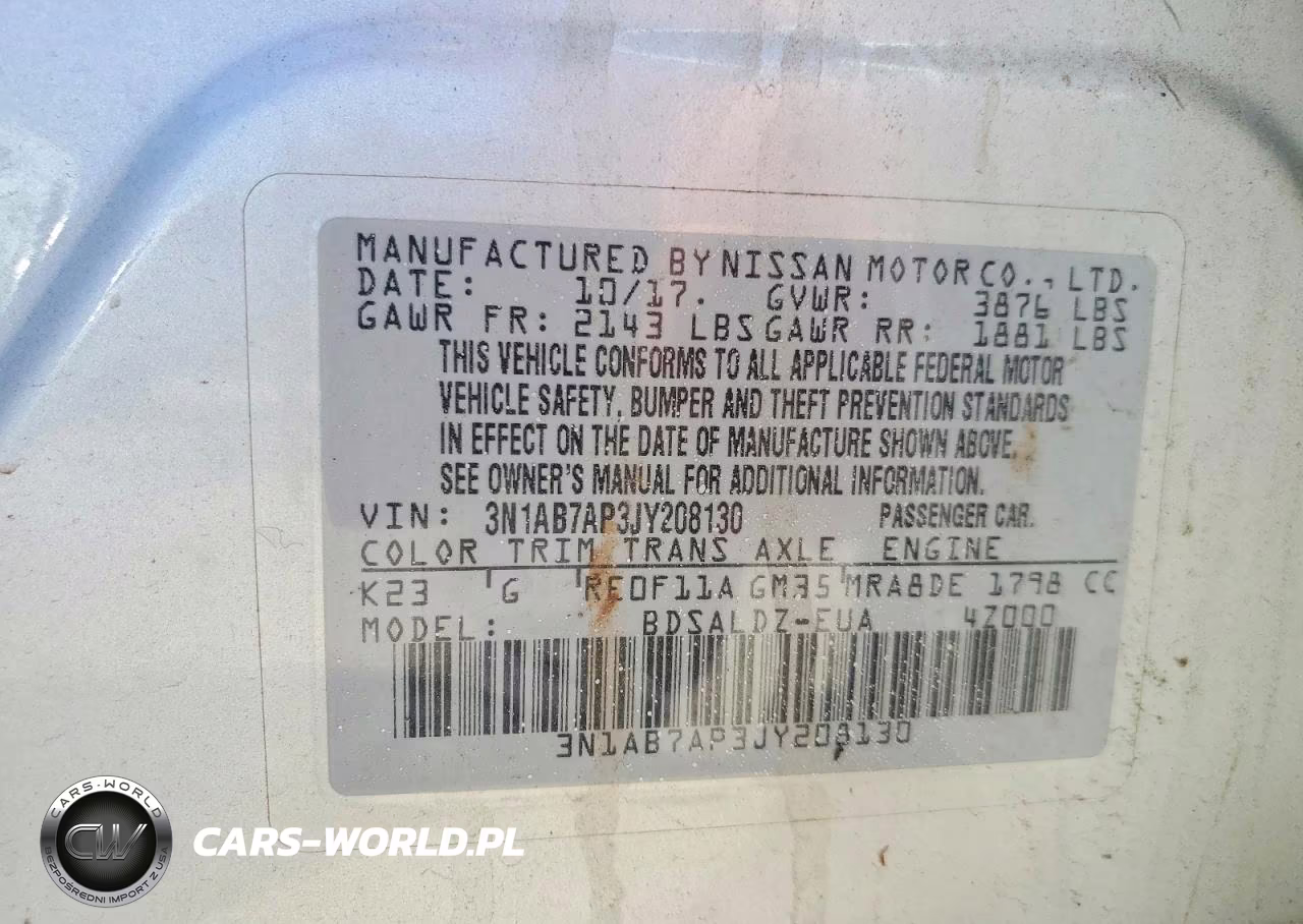 2018 Nissan Sentra Sv VIN:3N1AB7AP3JY208130 - 13