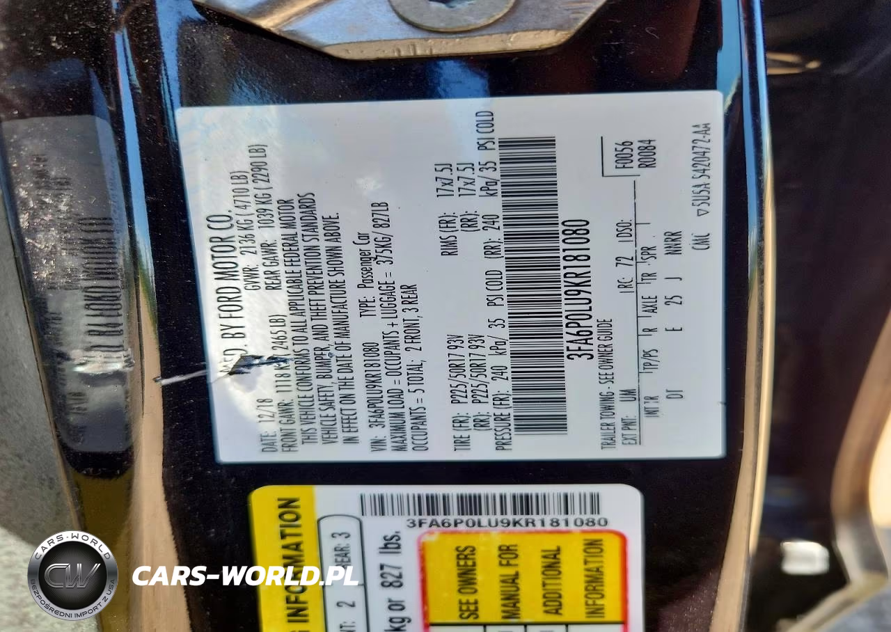 2019 Ford Fusion Se VIN:3FA6P0LU9KR181080 - 12