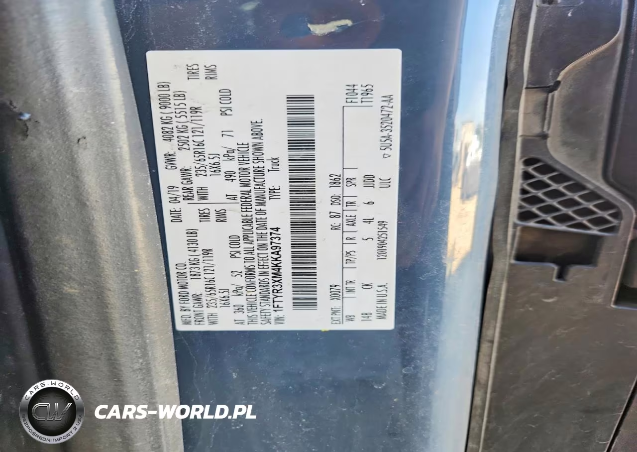 2019 Ford Transit T-250 VIN:1FTYR3XM4KKA97374 - 13
