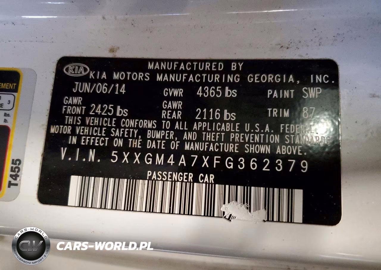 2015 Kia Optima VIN:5XXGM4A7XFG362379 - 12