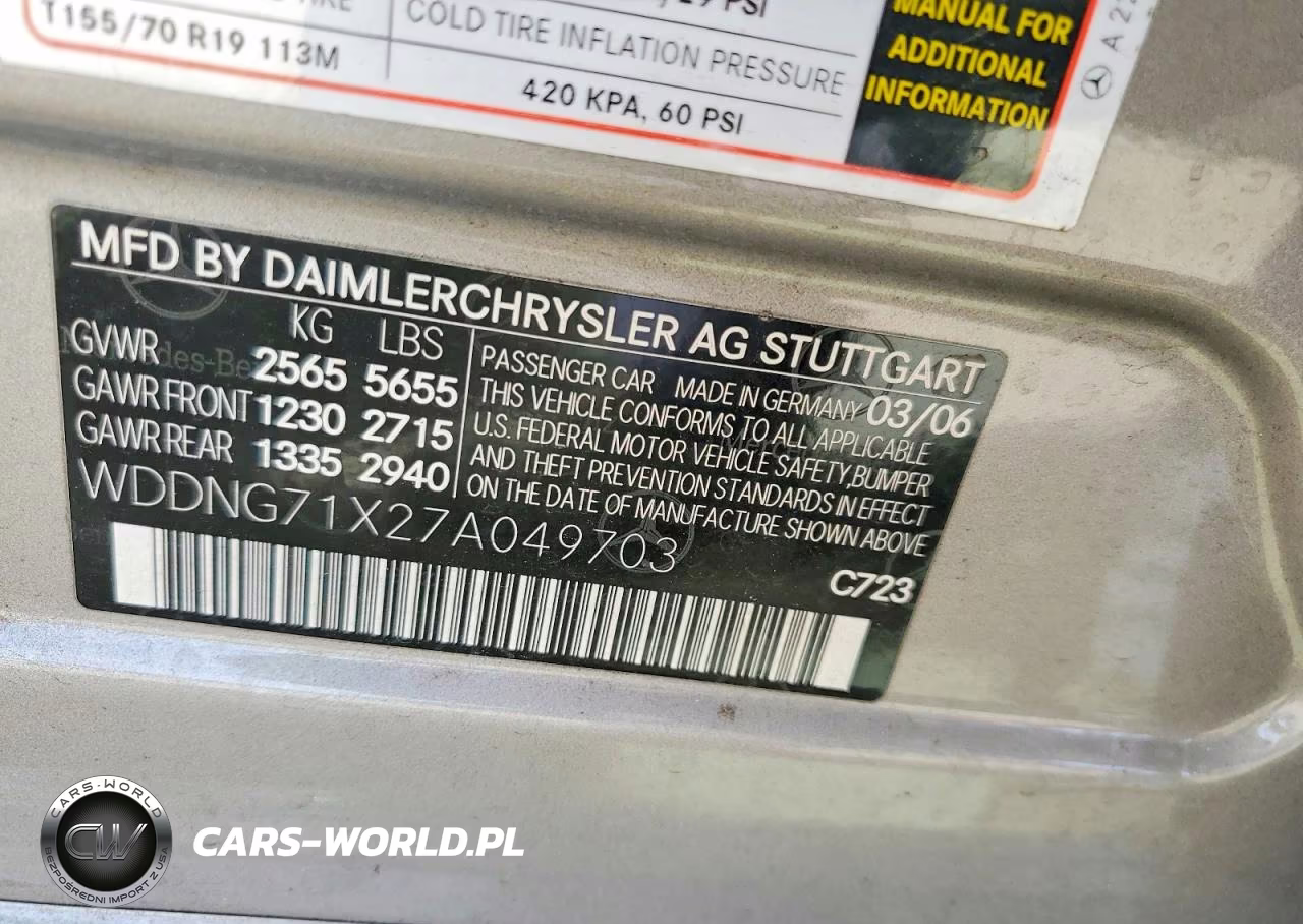 2007 Mercedes-Benz S 550 VIN:WDDNG71X27A049703 - 12