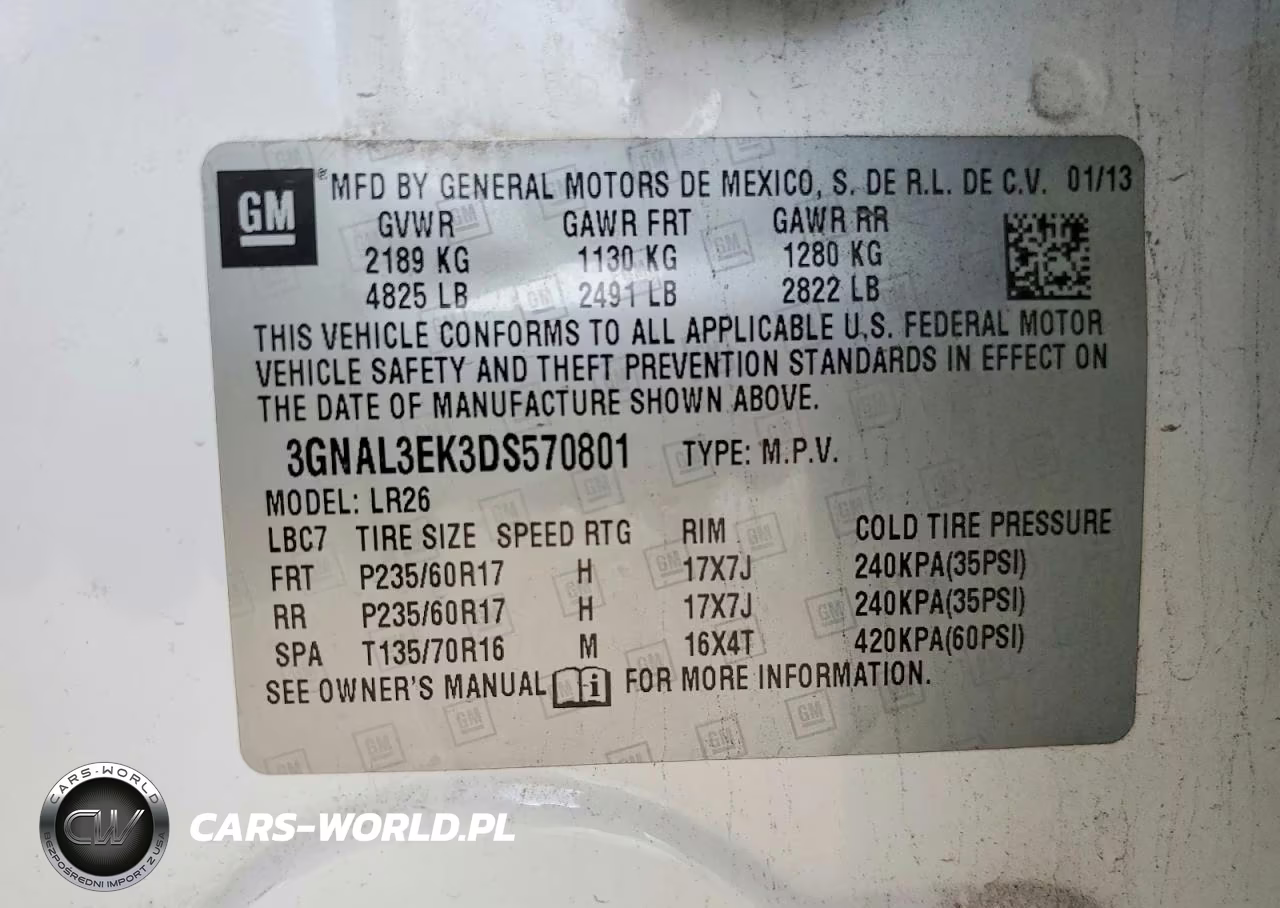 2013 Chevrolet Captiva Lt VIN:3GNAL3EK3DS570801 - 14