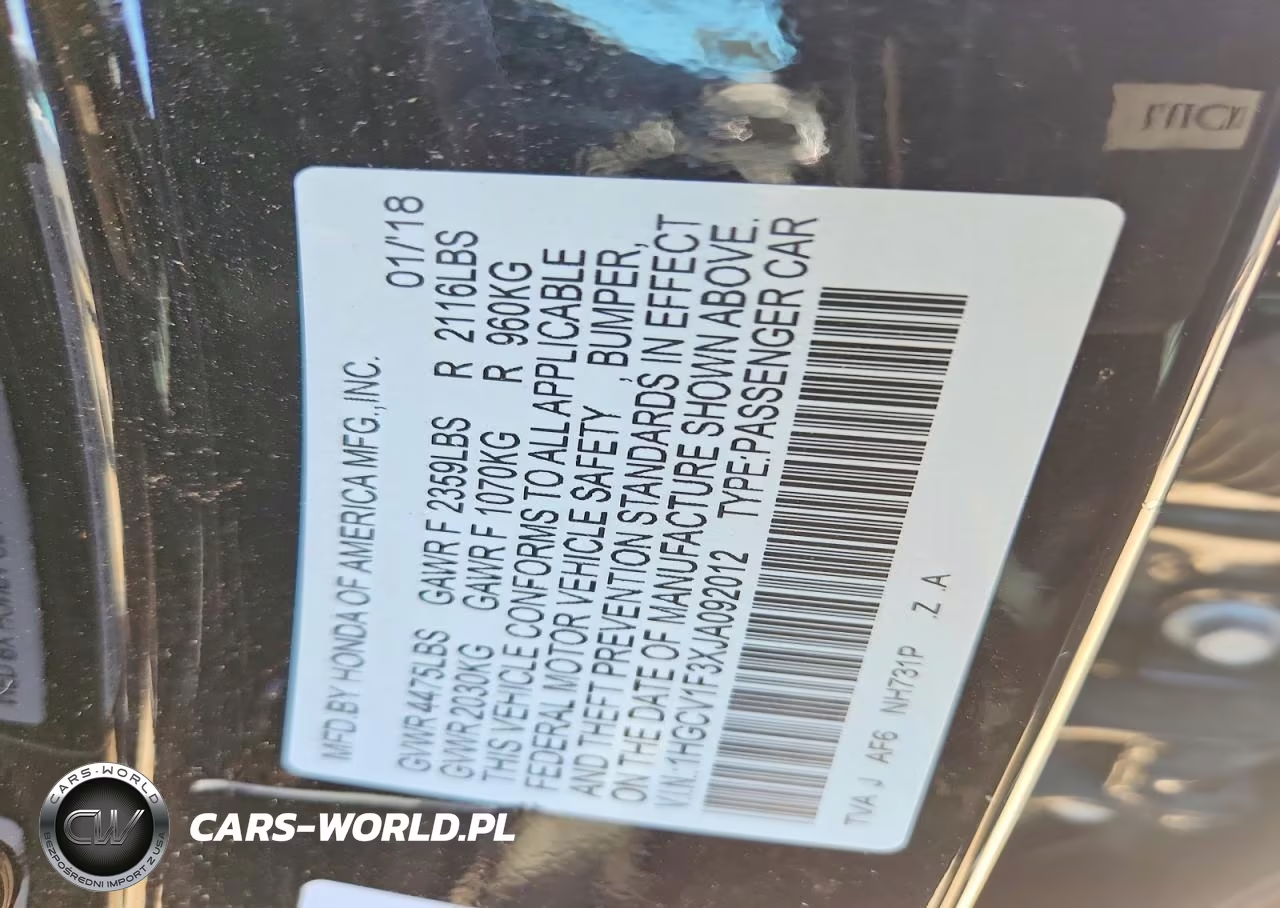 2018 Honda Accord Sport VIN:1HGCV1F3XJA092012 - 12
