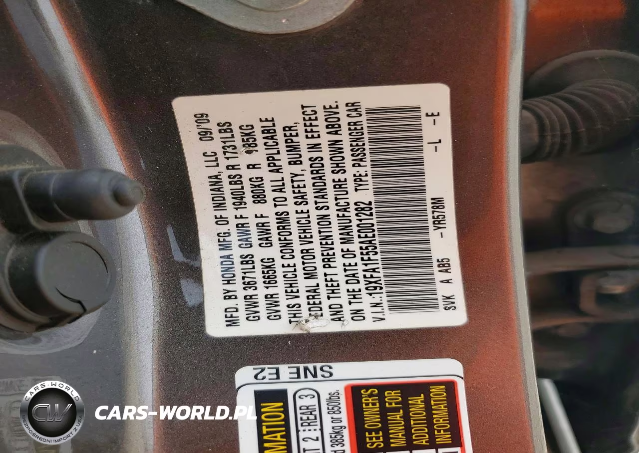 2010 Honda Civic Lx VIN:19XFA1F55AE001282 - 12