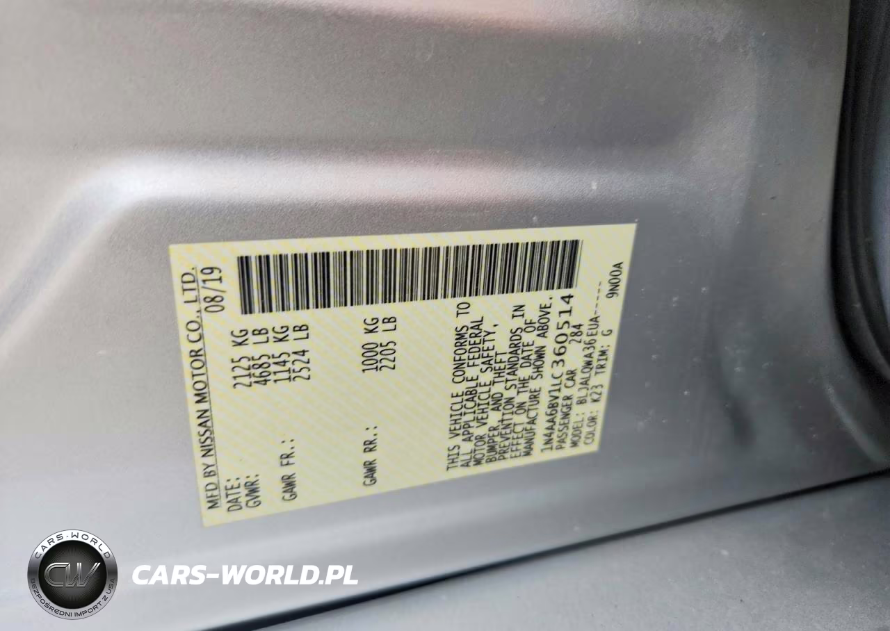 2020 Nissan Maxima S VIN:1N4AA6BV1LC360514 - 12