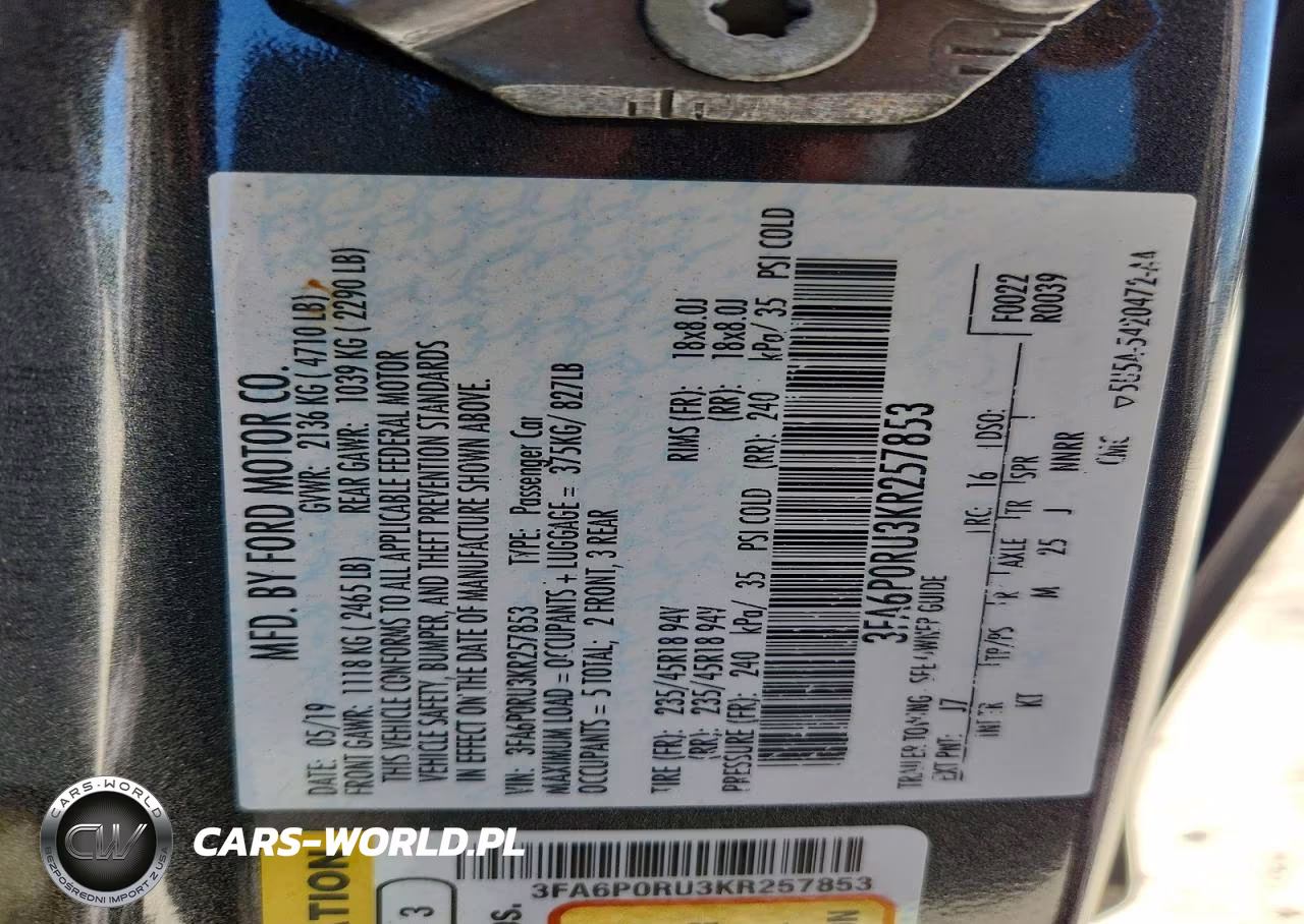 2019 Ford Fusion Titanium VIN:3FA6P0RU3KR257853 - 12