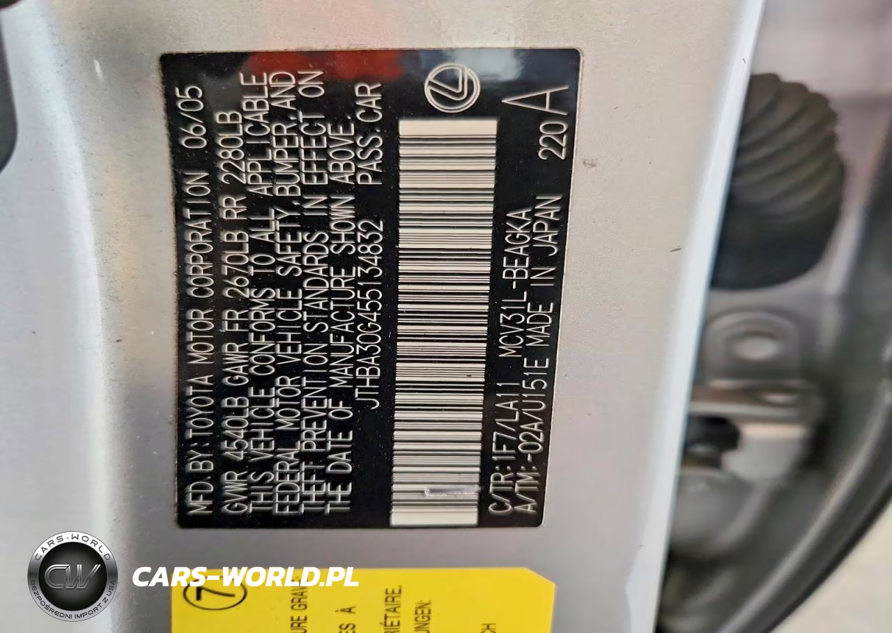 2005 Lexus Es 330 VIN:JTHBA30G455134832 - 12