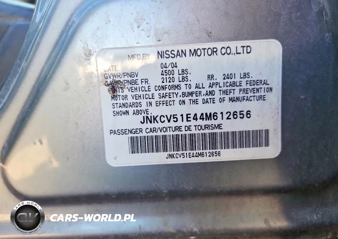 2004 Infiniti G35 Base VIN:JNKCV51E44M612656 - 12