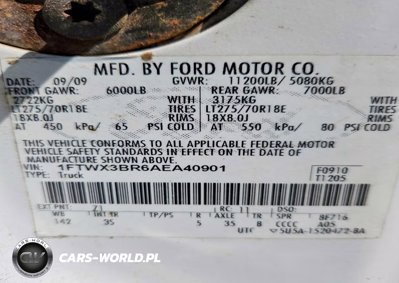 2010 Ford F350 Super Duty VIN:1FTWX3BR6AEA40901 - 12