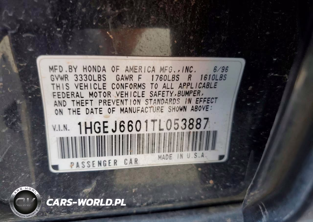 1996 Honda Civic Lx VIN:1HGEJ6601TL053887 - 13