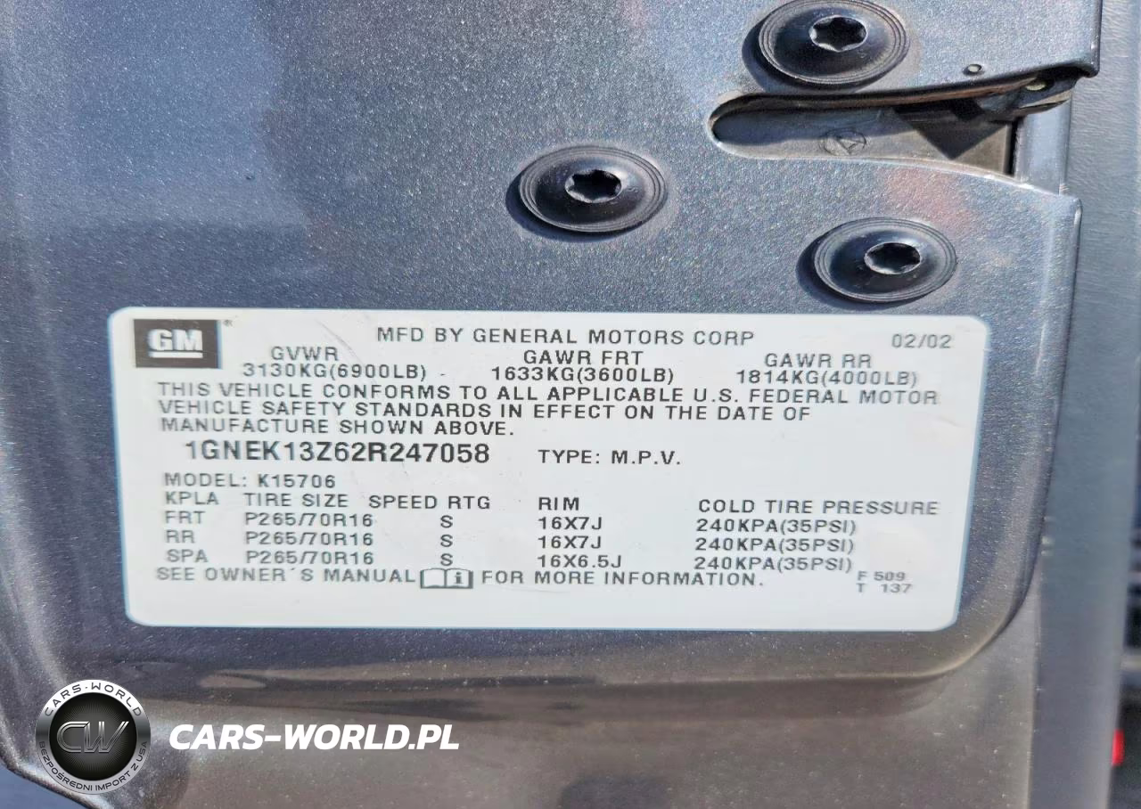 2002 Chevrolet Tahoe K1500 VIN:1GNEK13Z62R247058 - 13