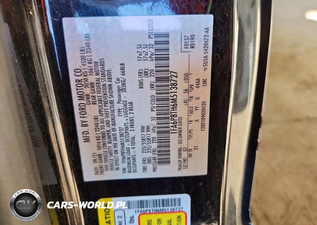 2021 Ford Mustang VIN:1FA6P8TH6M5138727 - 12