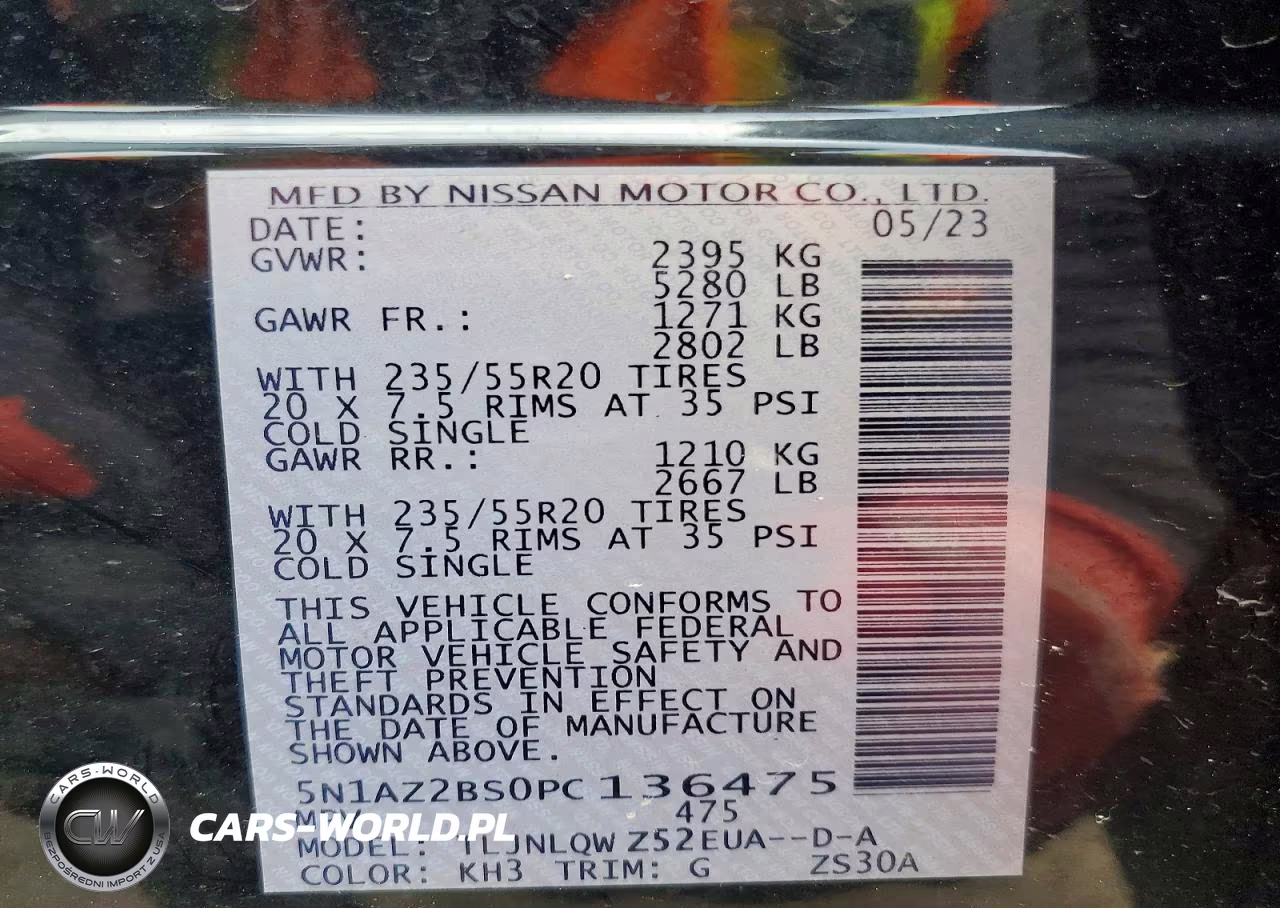2023 Nissan Murano Sv VIN:5N1AZ2BS0PC136475 - 14