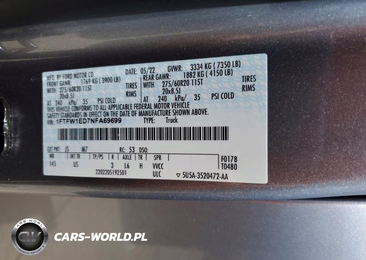 2022 Ford F150 VIN:1FTFW1ED7NFA69699 - 12