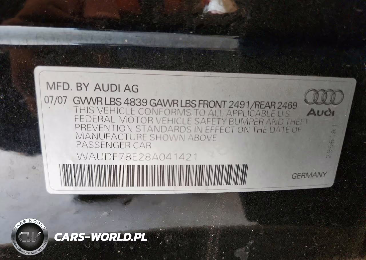 2008 Audi A4 2.0T Quattro VIN:WAUDF78E28A041421 - 12