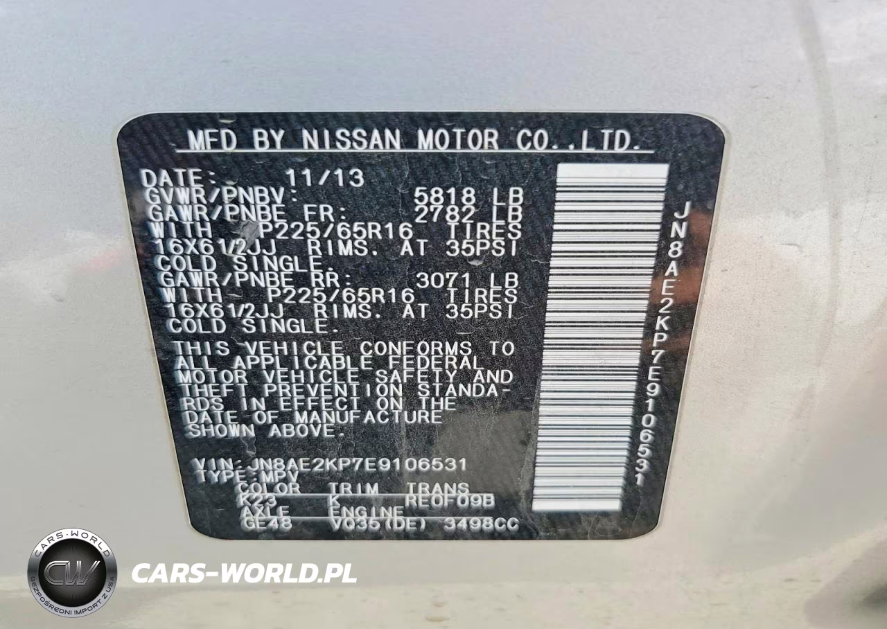 2014 Nissan Quest 3.5 S VIN:JN8AE2KP7E9106531 - 13