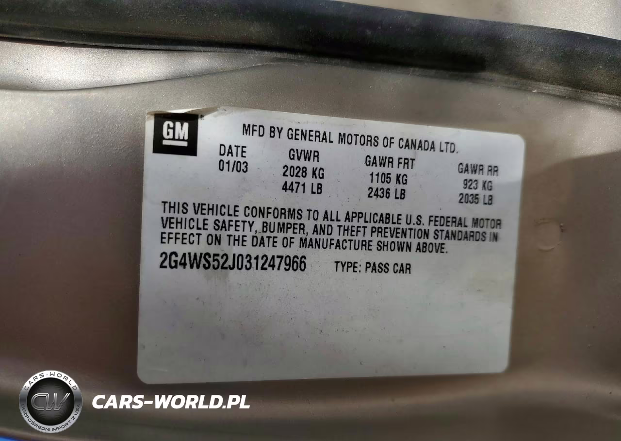 2003 Buick Century Custom VIN:2G4WS52J031247966 - 13