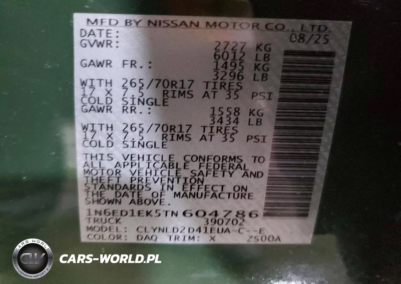 2026 Nissan Frontier Pro-4X VIN:1N6ED1EK5TN604786 - 13